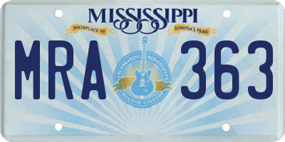 MS license plate MRA363