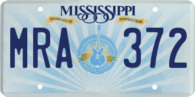 MS license plate MRA372