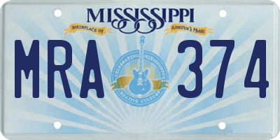 MS license plate MRA374