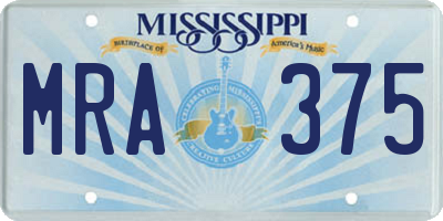 MS license plate MRA375