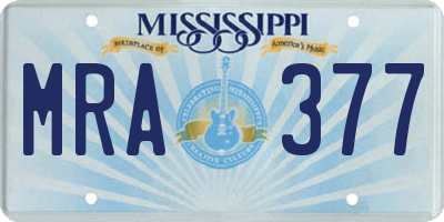 MS license plate MRA377
