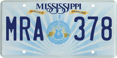 MS license plate MRA378