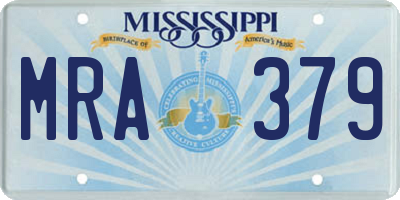 MS license plate MRA379