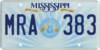 MS license plate MRA383
