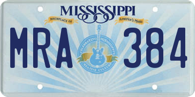 MS license plate MRA384