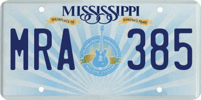 MS license plate MRA385