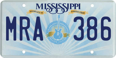 MS license plate MRA386