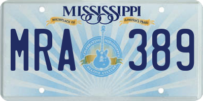 MS license plate MRA389