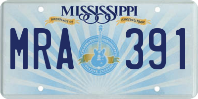 MS license plate MRA391