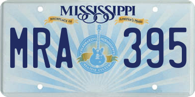 MS license plate MRA395