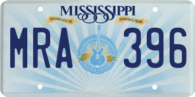 MS license plate MRA396