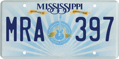 MS license plate MRA397