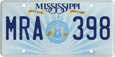 MS license plate MRA398