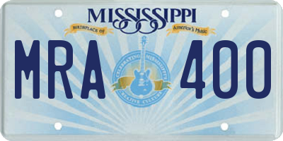 MS license plate MRA400