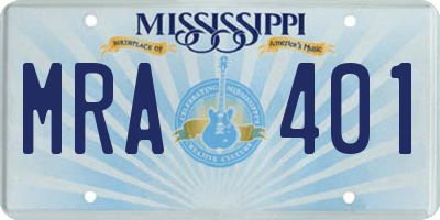 MS license plate MRA401