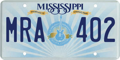 MS license plate MRA402