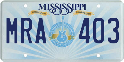 MS license plate MRA403