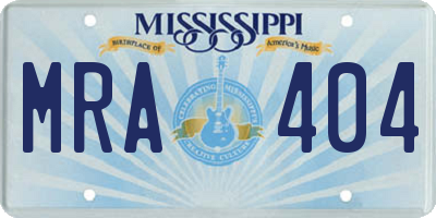 MS license plate MRA404