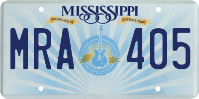 MS license plate MRA405