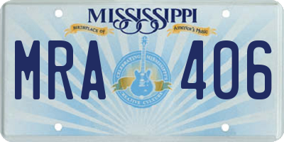 MS license plate MRA406