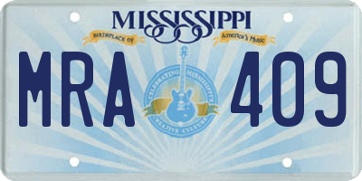 MS license plate MRA409