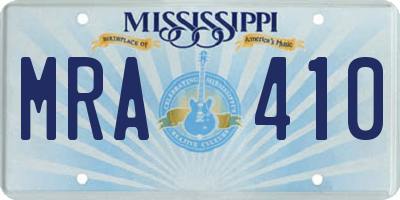 MS license plate MRA410