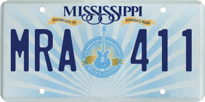 MS license plate MRA411