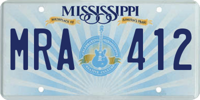 MS license plate MRA412