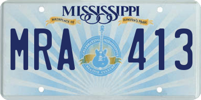 MS license plate MRA413