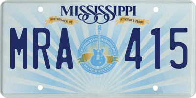 MS license plate MRA415