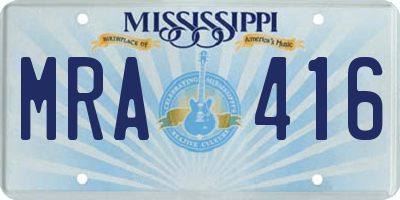 MS license plate MRA416