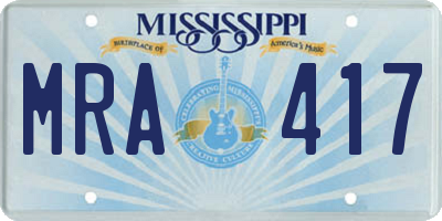 MS license plate MRA417