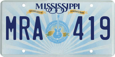 MS license plate MRA419