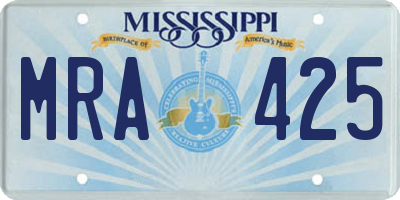 MS license plate MRA425