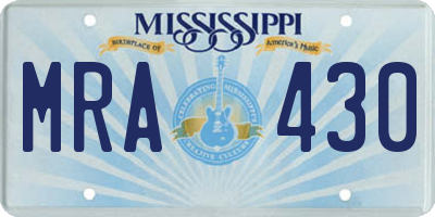 MS license plate MRA430