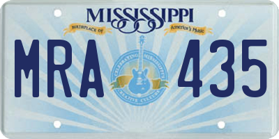 MS license plate MRA435
