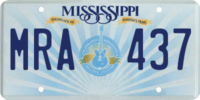 MS license plate MRA437