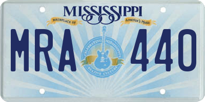 MS license plate MRA440