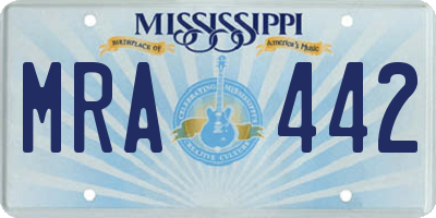 MS license plate MRA442