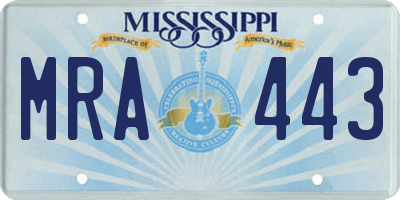 MS license plate MRA443