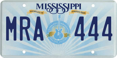 MS license plate MRA444