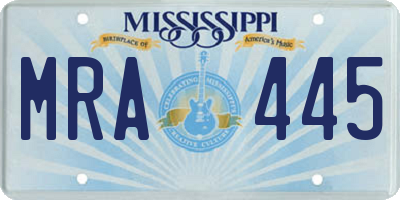 MS license plate MRA445