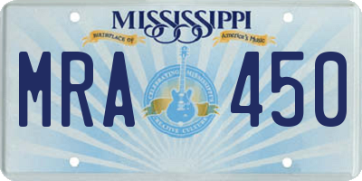 MS license plate MRA450