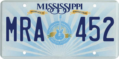 MS license plate MRA452