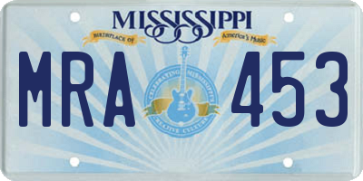 MS license plate MRA453