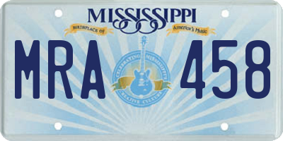 MS license plate MRA458
