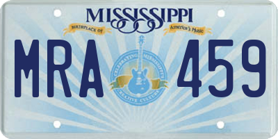 MS license plate MRA459