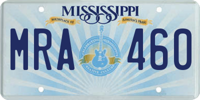 MS license plate MRA460