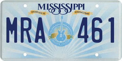 MS license plate MRA461