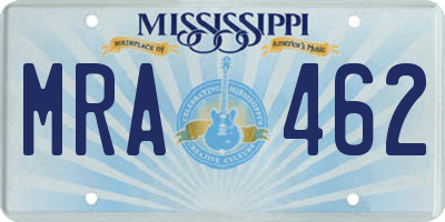 MS license plate MRA462